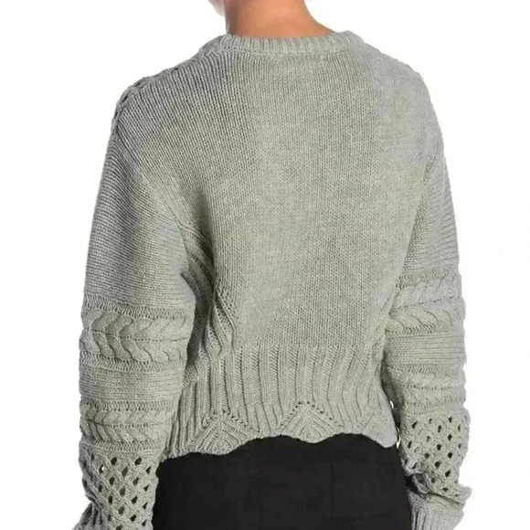 Fanco Knit Scalloped Hem Pullover Grey L - Picture 4 of 8